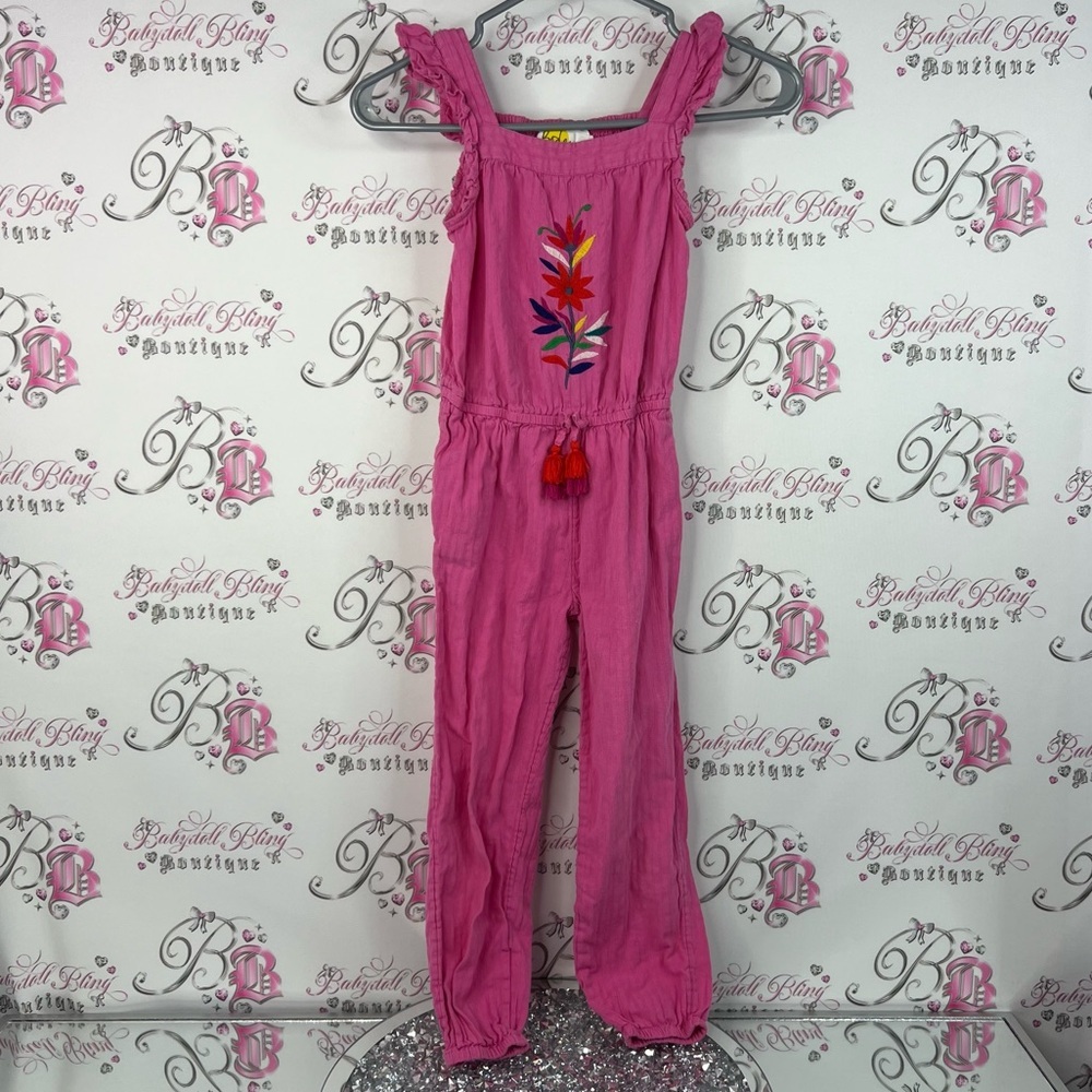 Boden jumper one piece pantsuit kids Pink Jumpsuit with Colorful Embroidery